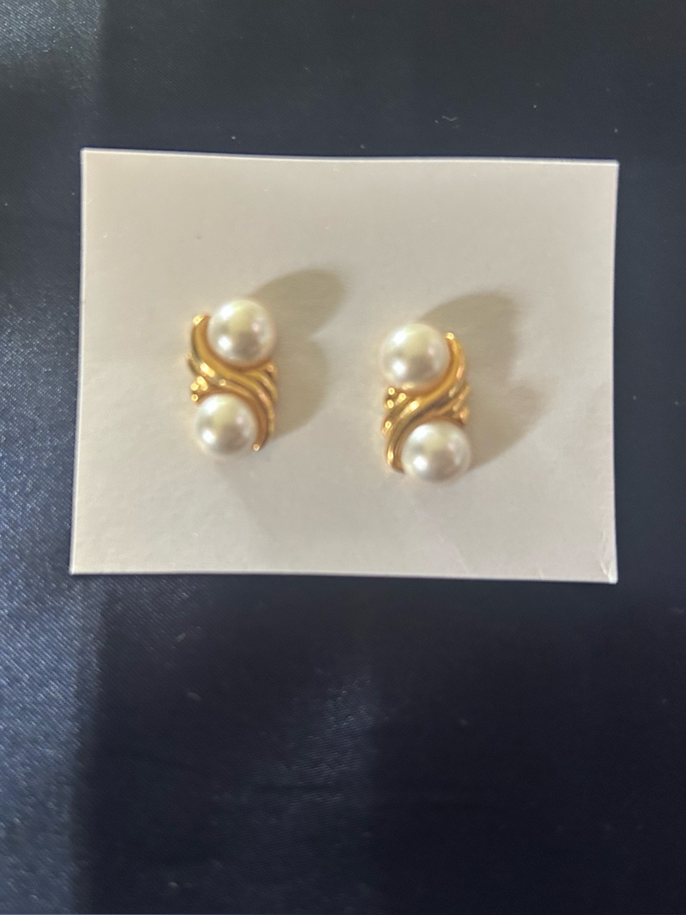 Pearl and Gold Swirl Earrings